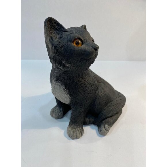 Vintage 1984 Sandicast Black Cat Figurine, #218 Sit Kitten, Signed Sandra Brue - Picture 5 of 7